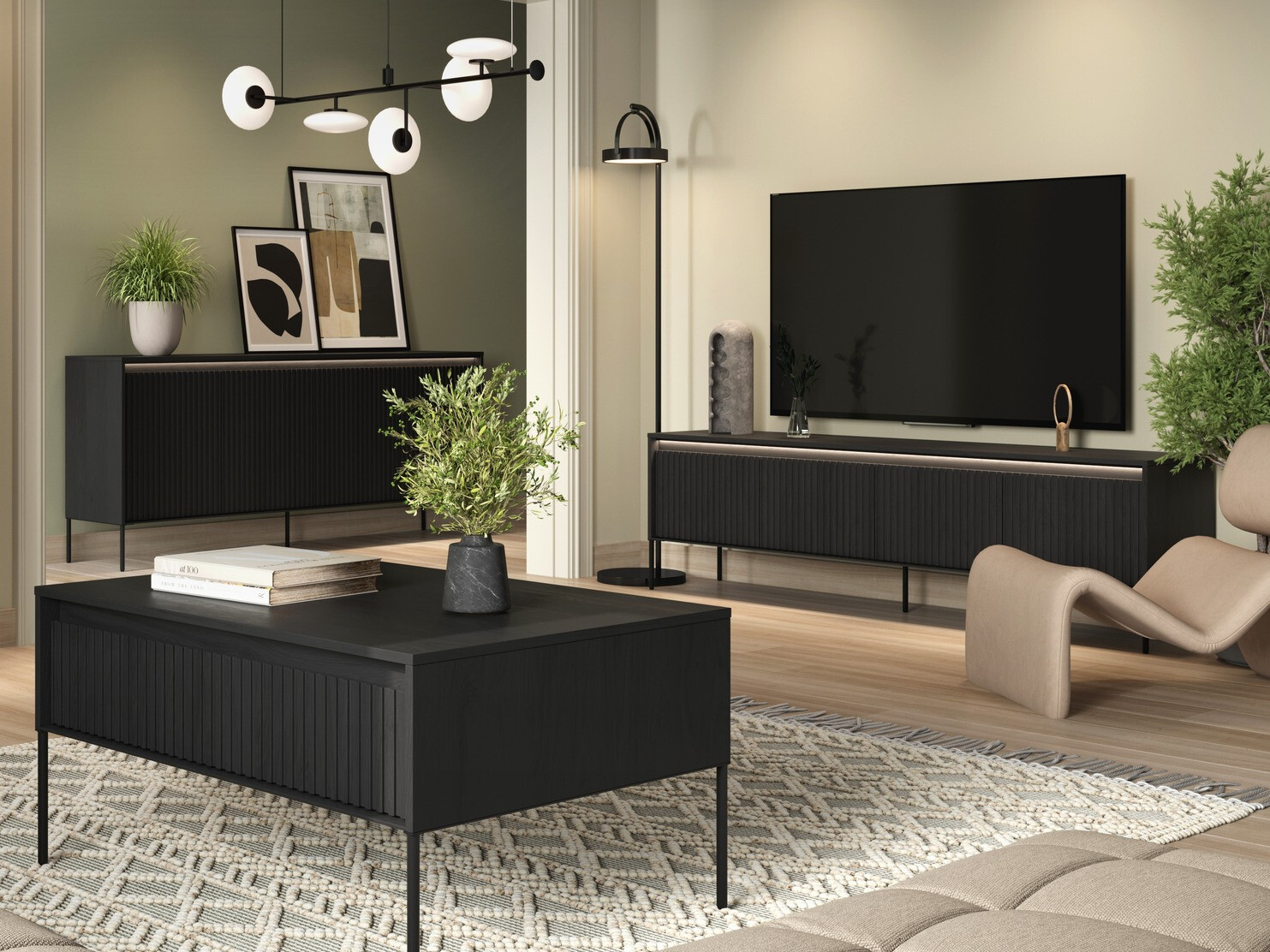 Ensemble de salon Fernolu 112 (Noir)