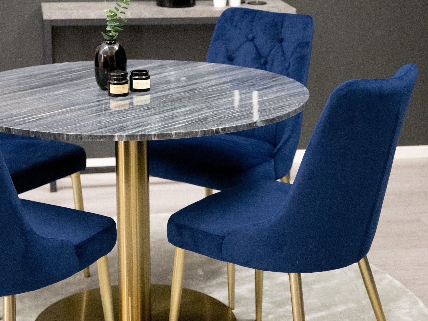 Salle à manger complète Dallas 370 (Bleu + Doré)