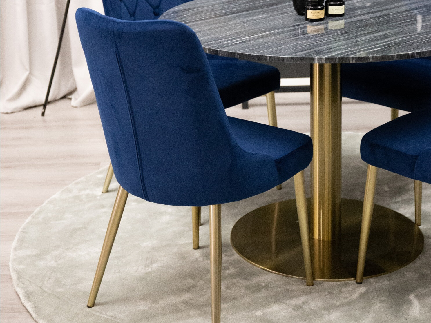 Salle à manger complète Dallas 370 (Bleu + Doré)