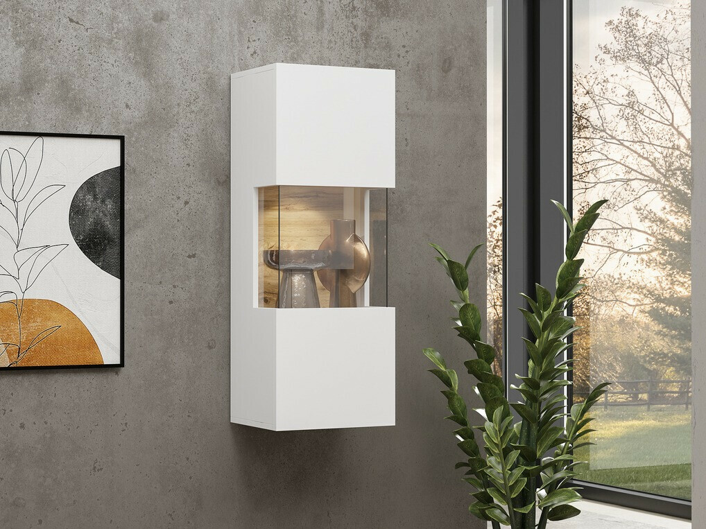 Armoire murale Revmiru 101 (Blanc + Chêne wotan)