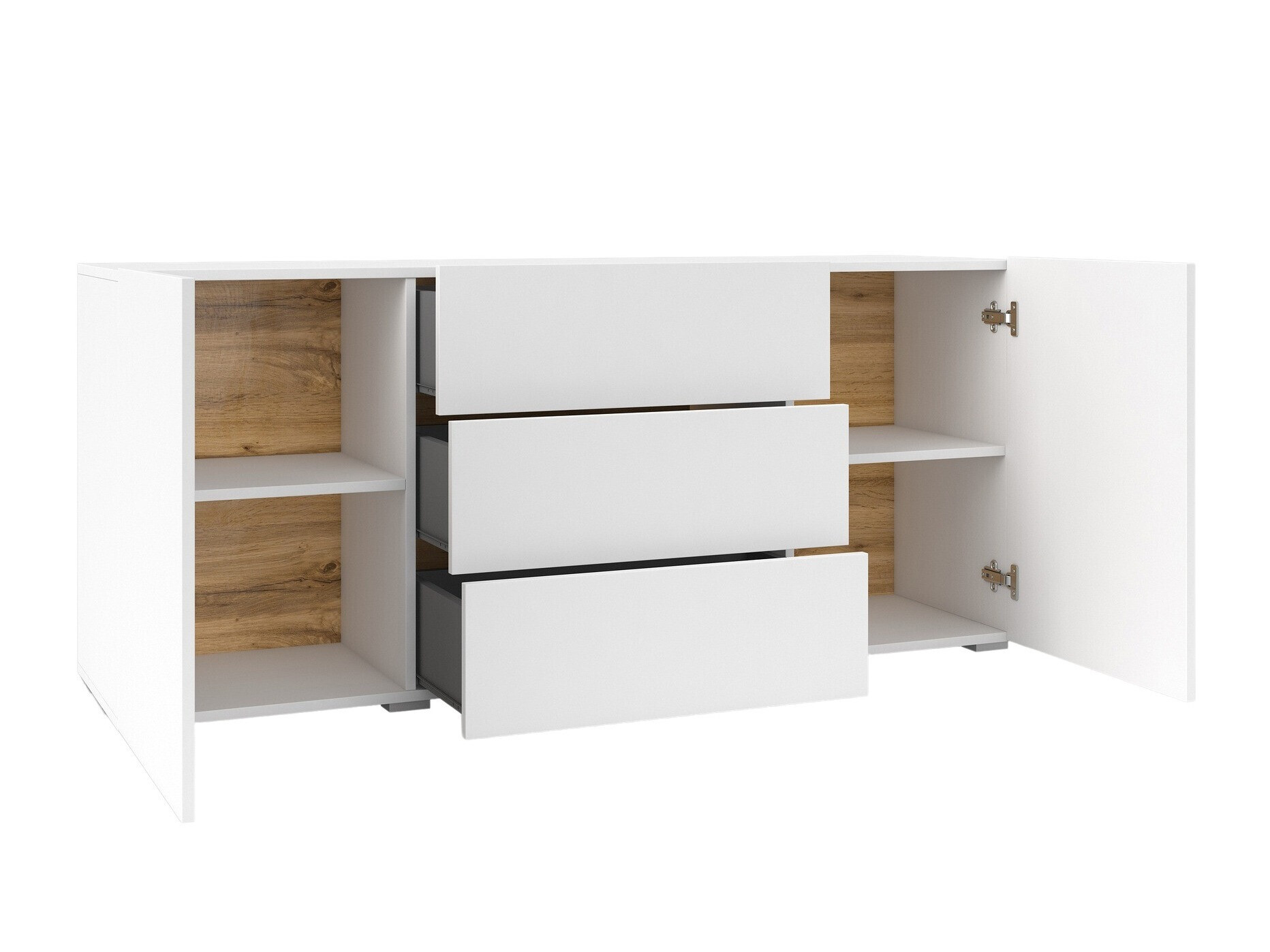 Commode Revmiru 103 (Blanc + Chêne wotan)