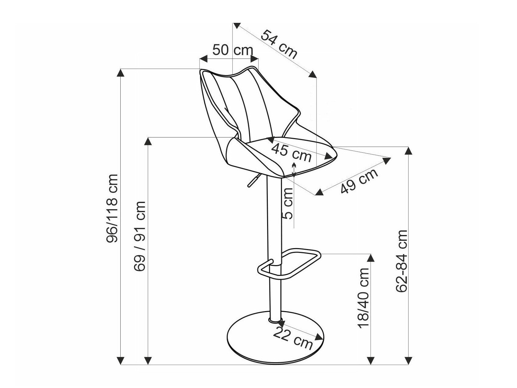 Chaise de bar Houston 1843 (Gris)