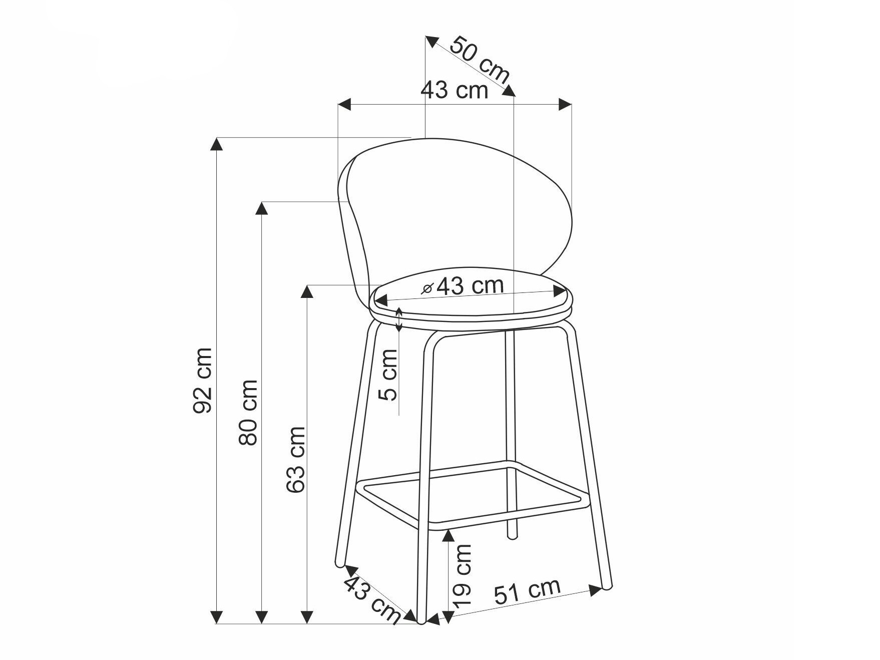 Chaise de bar mi-hauteur Houston 1824 (Gris)
