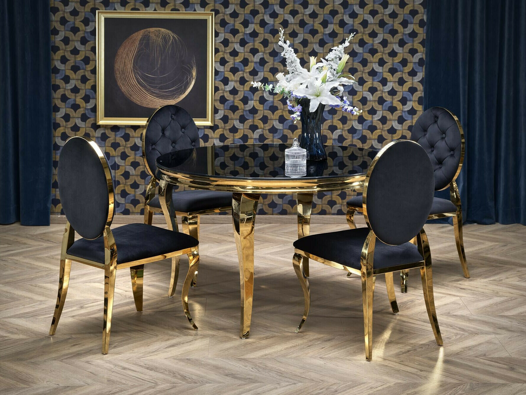 Salle à manger complète Houston 1828 (Noir)