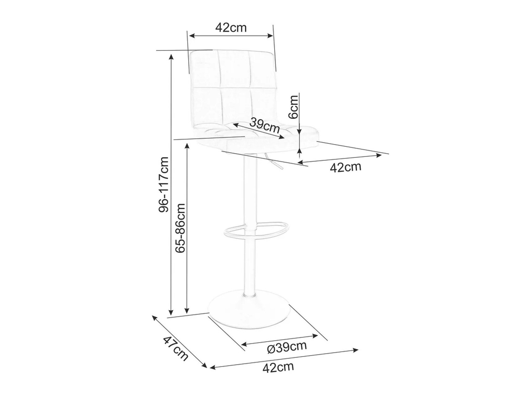 Chaise de bar Detroit 496 (Gris)