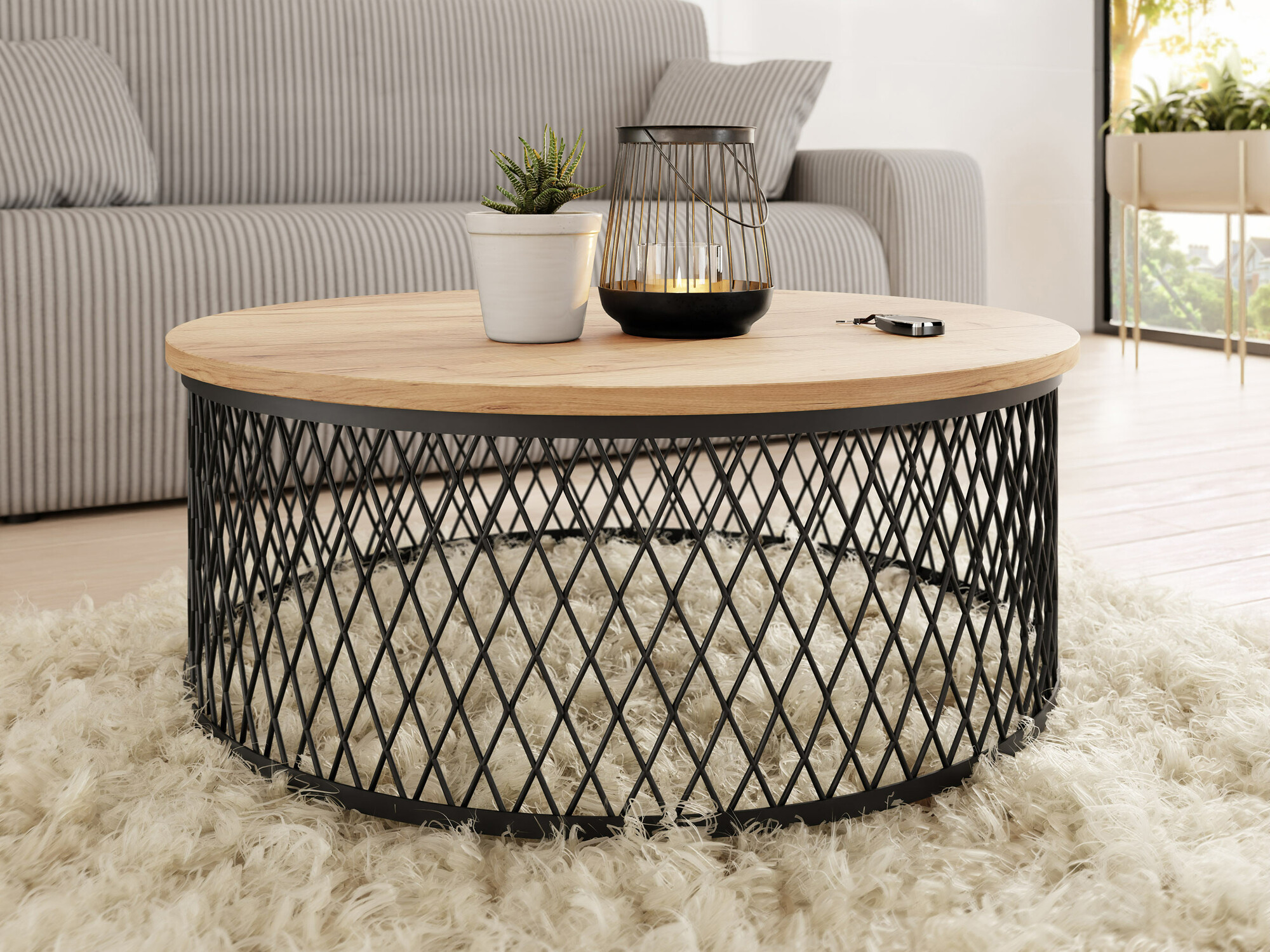 Table basse Oswego 128 (Chêne doré artisanal)