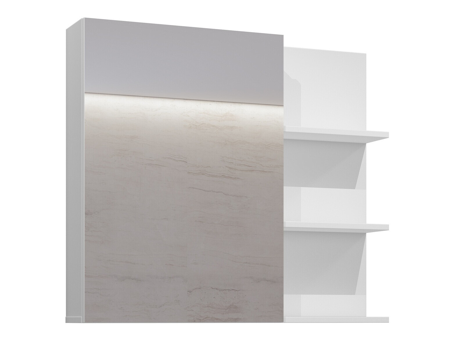 Armoire à miroir de salle de bains Tecavu 102 (Blanc brillant + Blanc)
