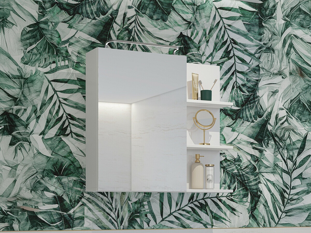 Armoire à miroir de salle de bains Tecavu 102 (Blanc brillant + Blanc)