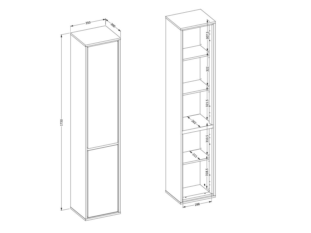 Armoire de bain à poser Tecavu 101 (Blanc brillant + Blanc)