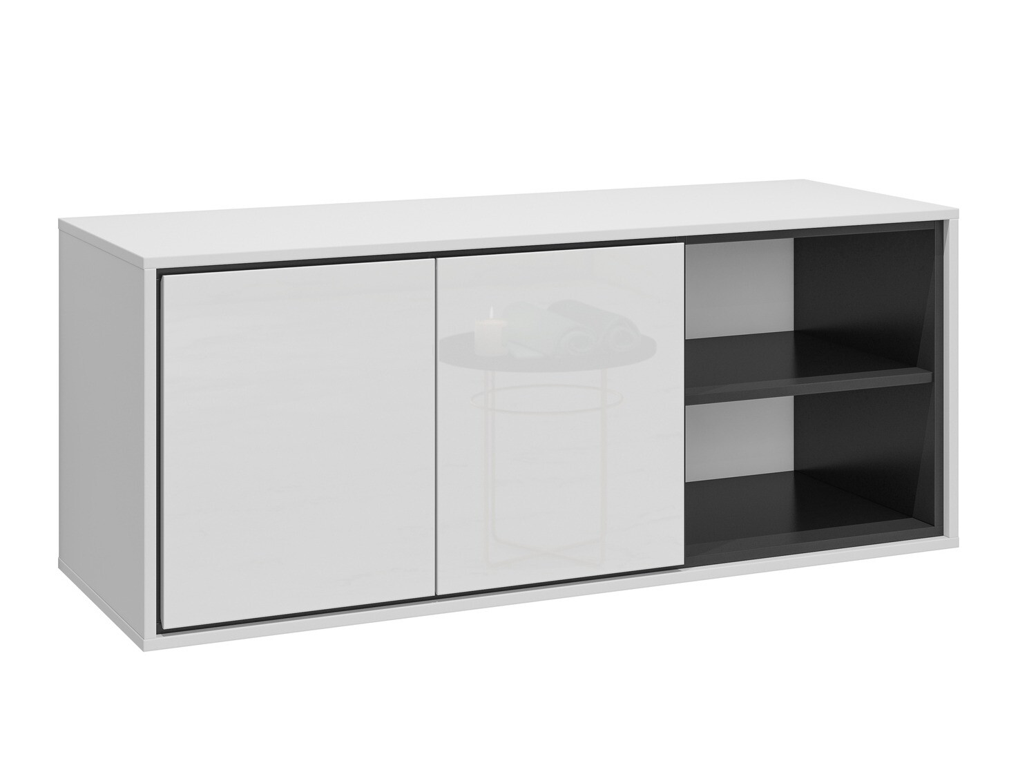 Armoire de salle de bain murale Tecavu 104 (Blanc brillant + Blanc)