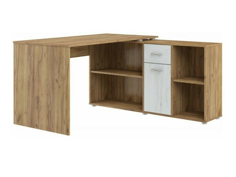 Bureau d'angle Gilroy 113 (Craft chêne + Artisanat blanc)