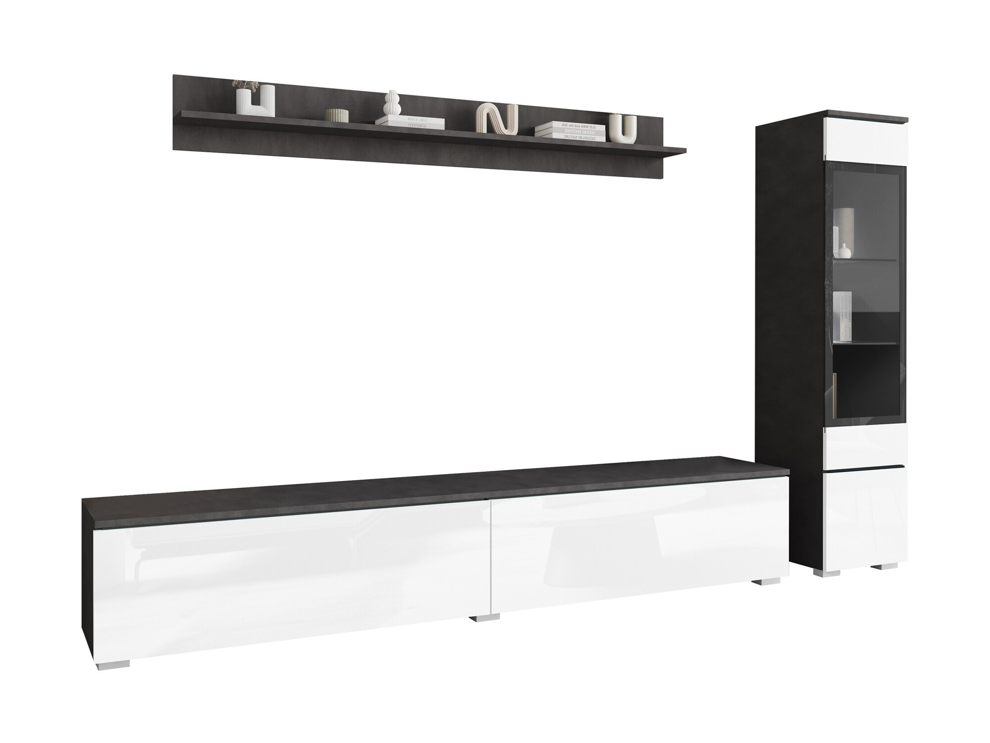 Ensemble de salon Mirfivo 100 (Matera gris + Blanc brillant)