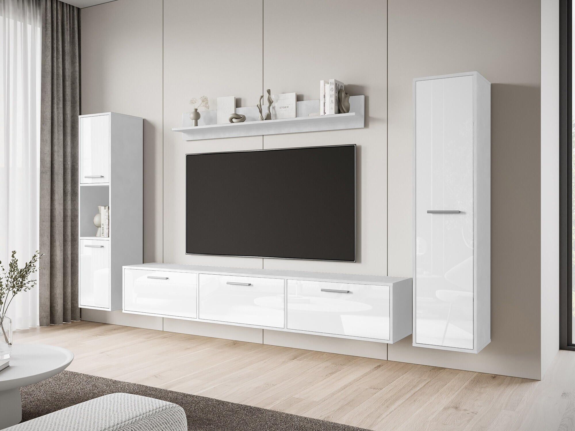 Ensemble de salon Sarasota 175 (Blanc + Blanc brillant)