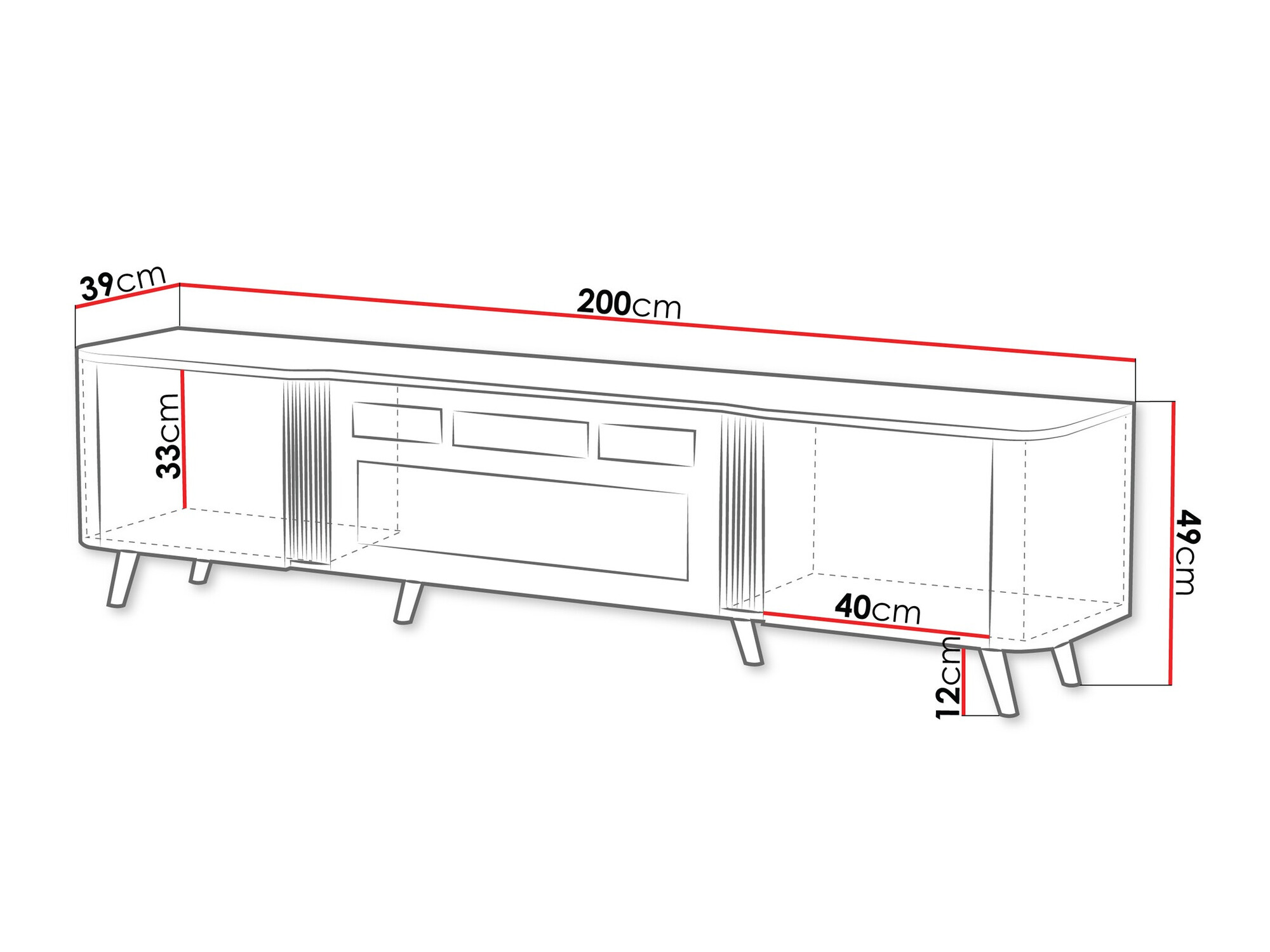 Meuble TV Charlotte 203 (Noir + Noyer)
