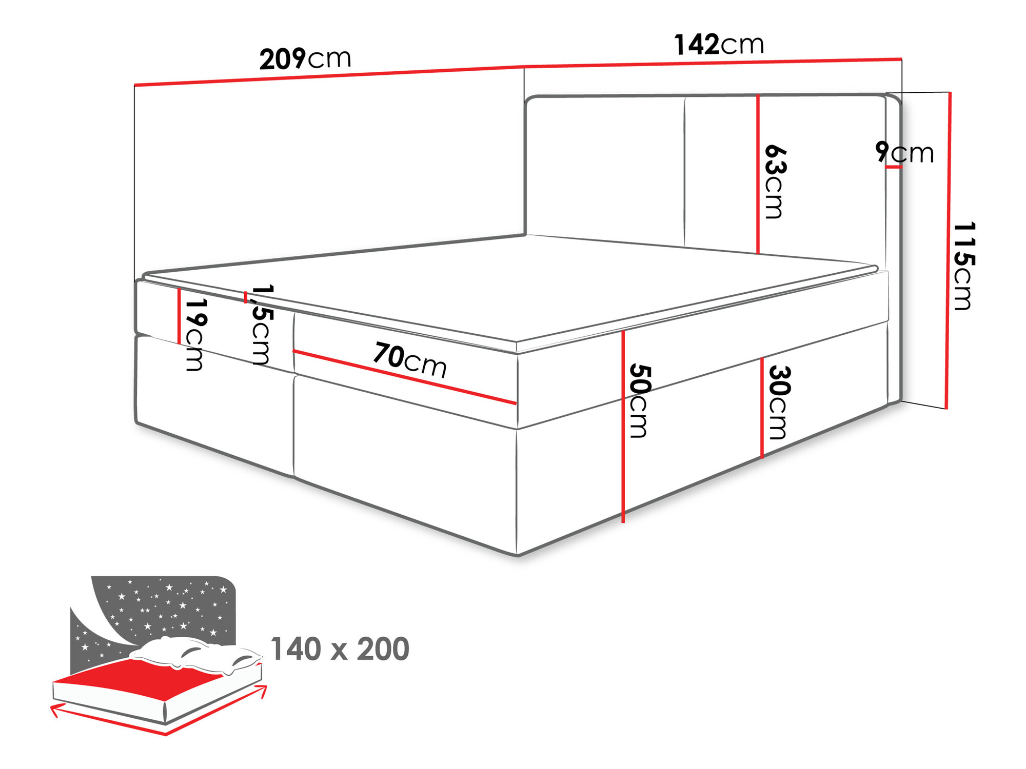 Lit boxspring Zanesville 100 (Manila 35)