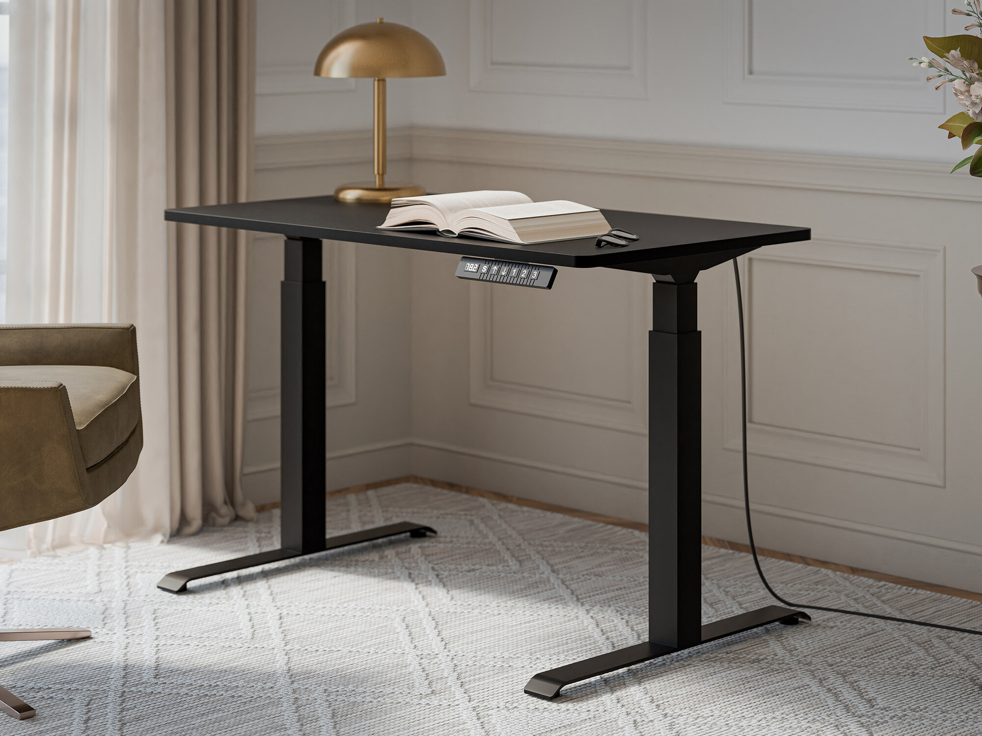 Bureau réglable en hauteur Charlotte 194 (Noir)
