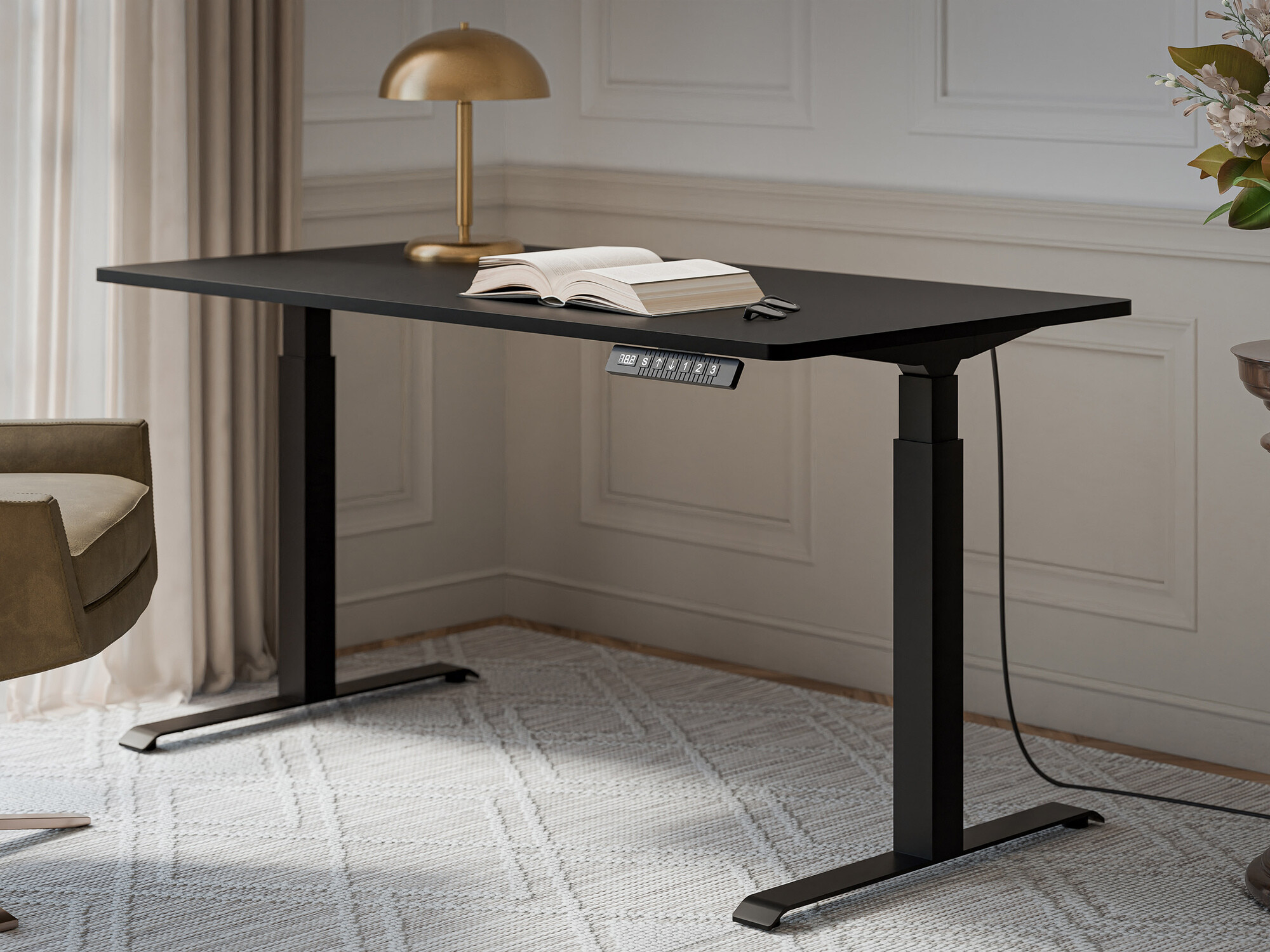 Bureau réglable en hauteur Charlotte 195 (Noir)