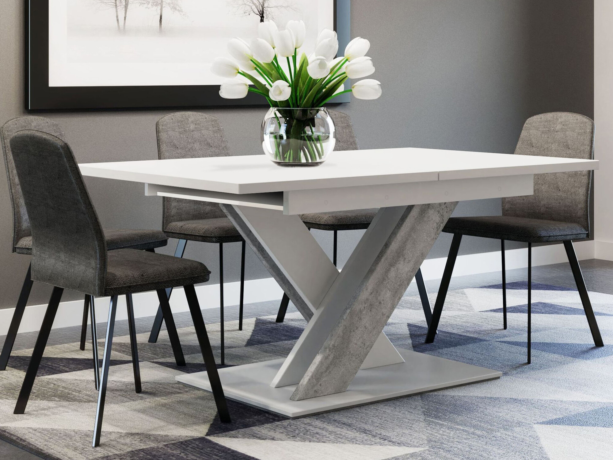 Table Decium (Blanc + Béton)