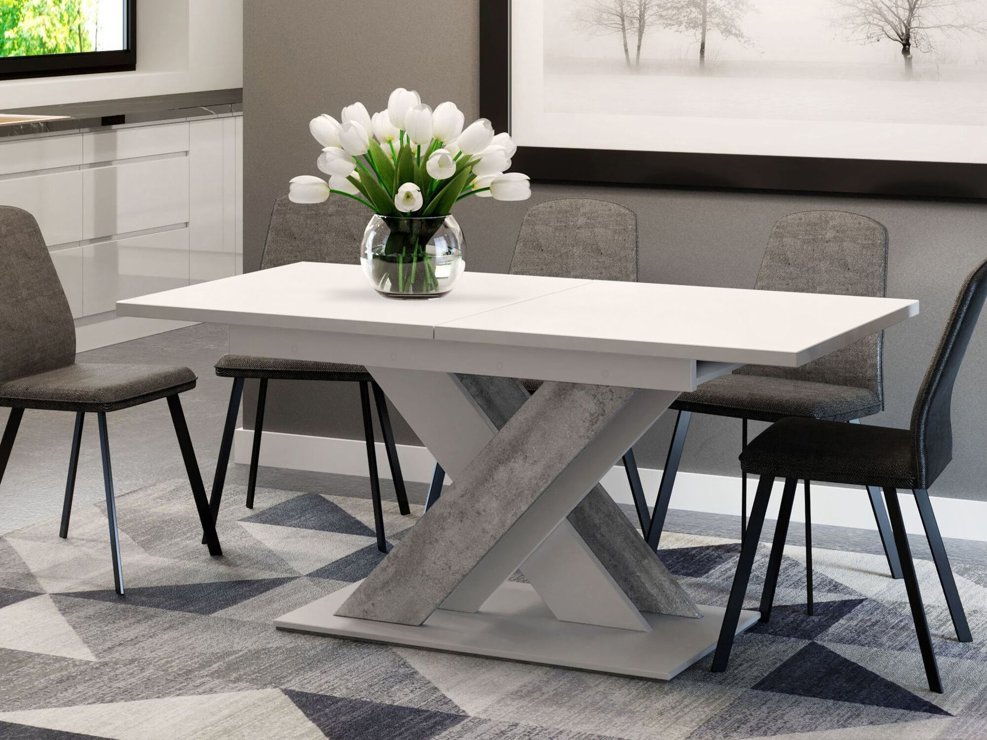Table Decium (Blanc + Béton)