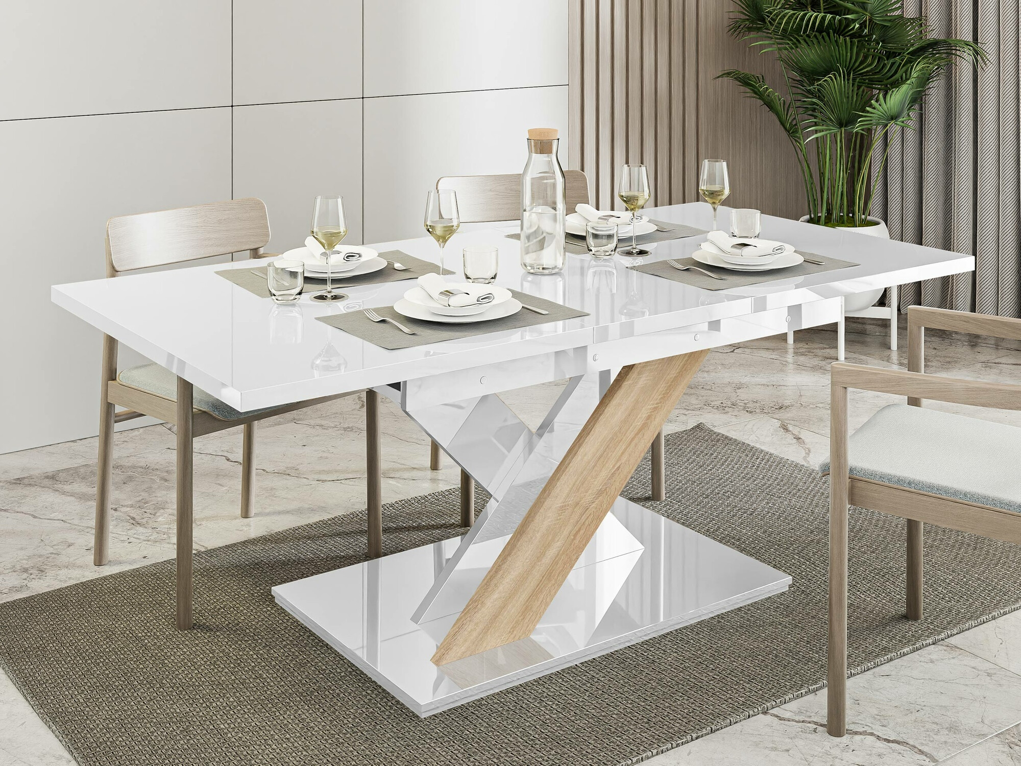 Table Goodyear 103 (Blanc brillant + Sonoma chêne)