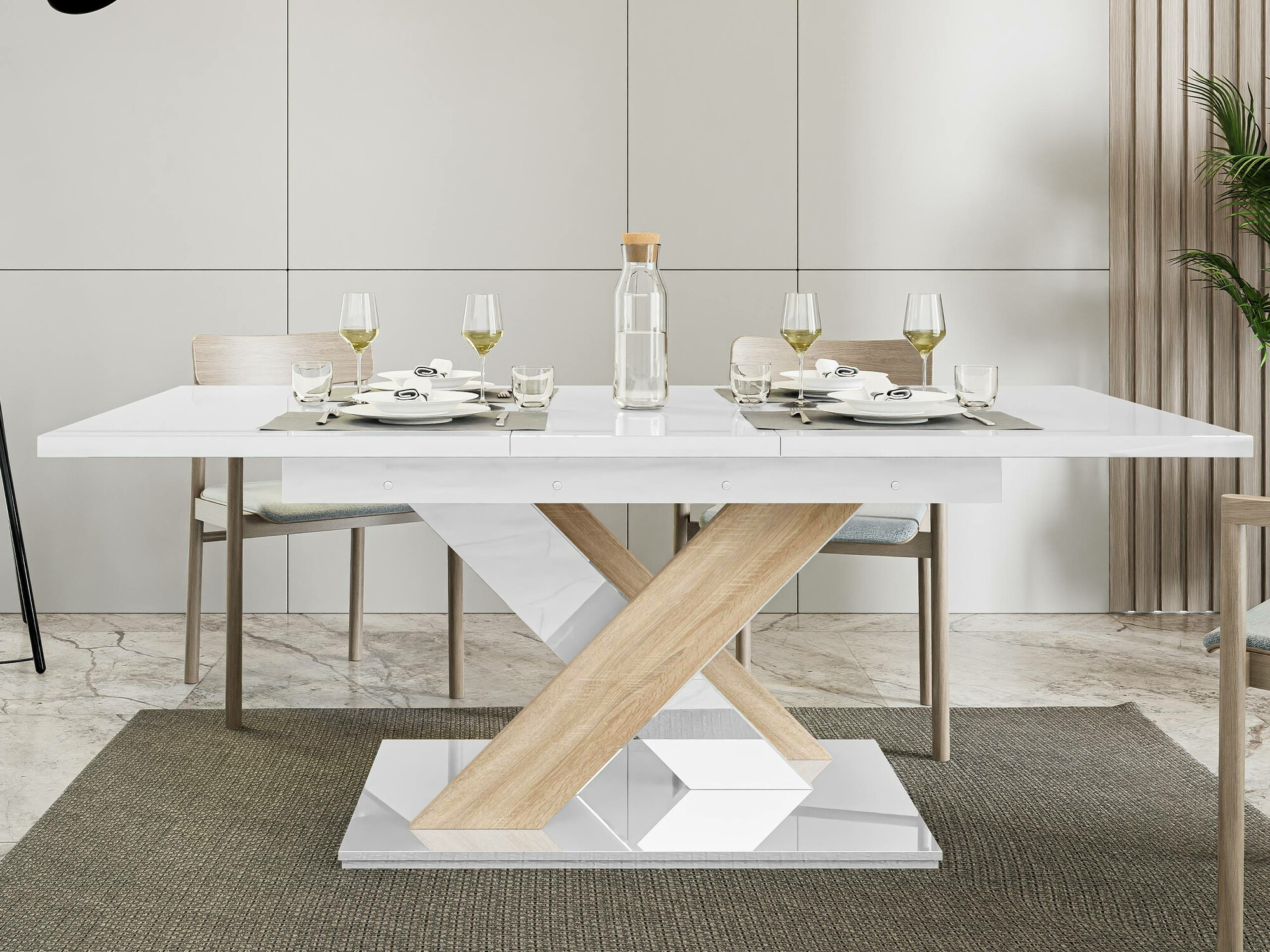 Table Goodyear 103 (Blanc brillant + Sonoma chêne)