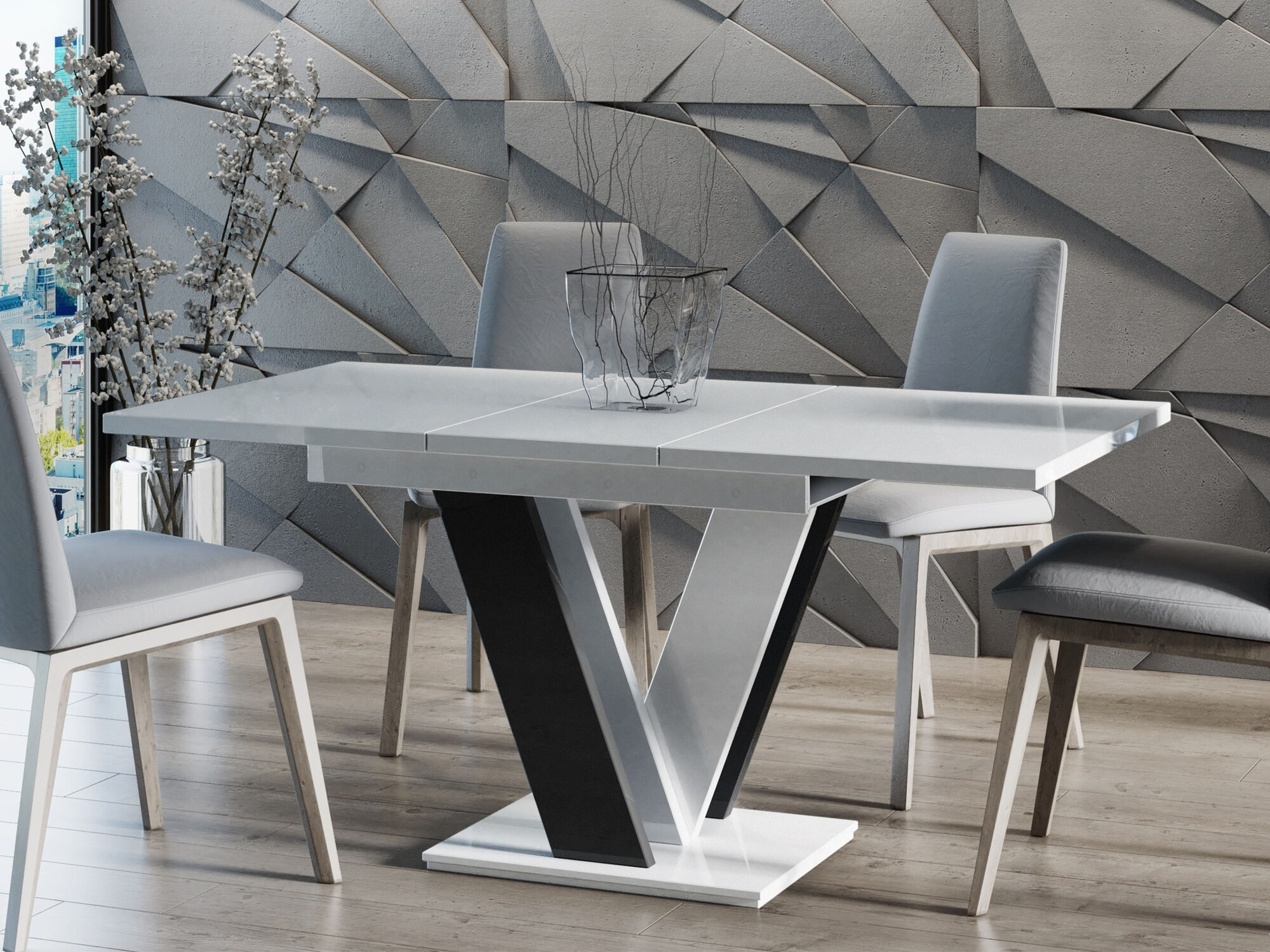 Table Musus (Blanc brillant + Noir brillant)