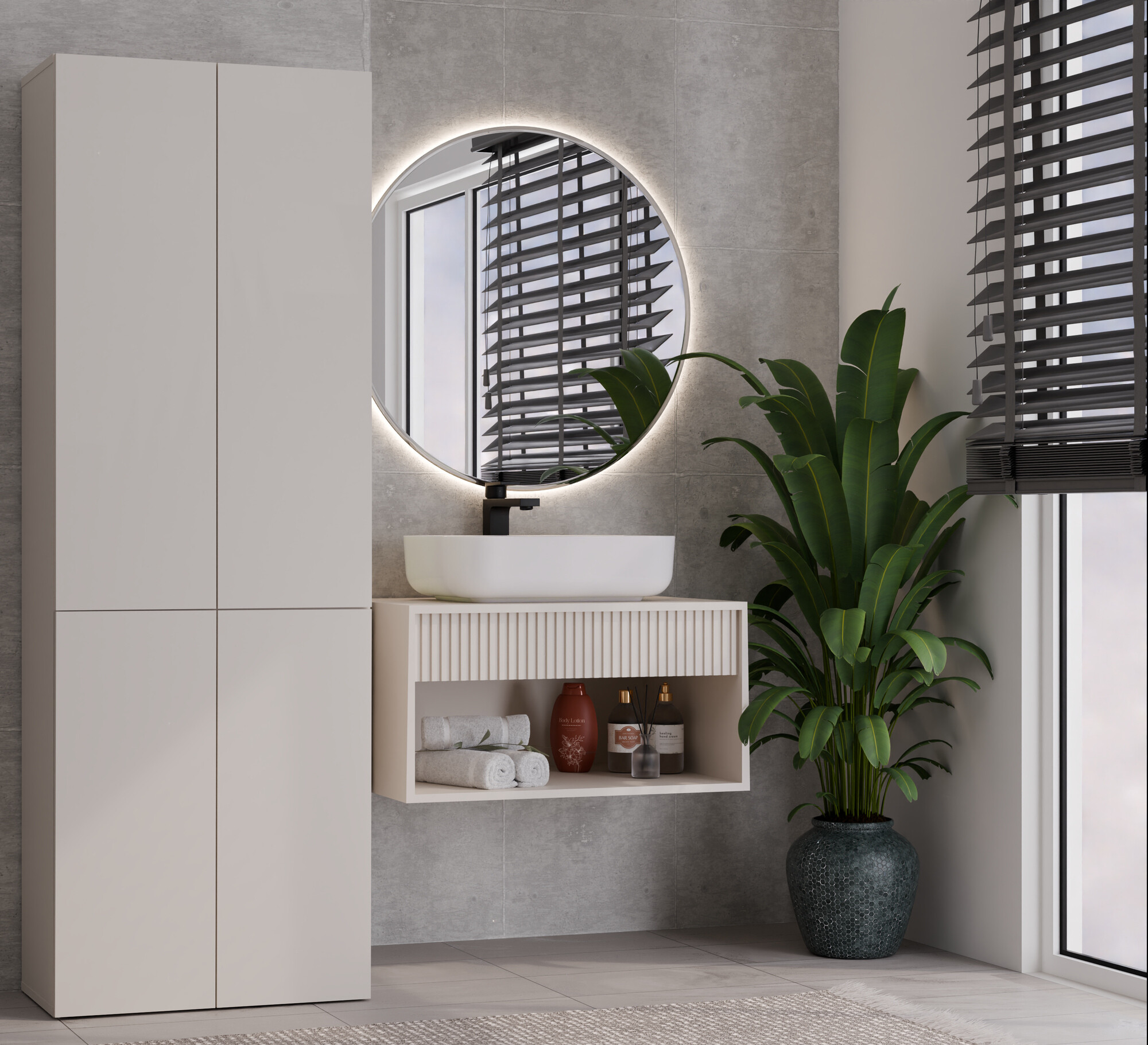 Armoire de bain à poser Nolmaru 100 (Cachemire)