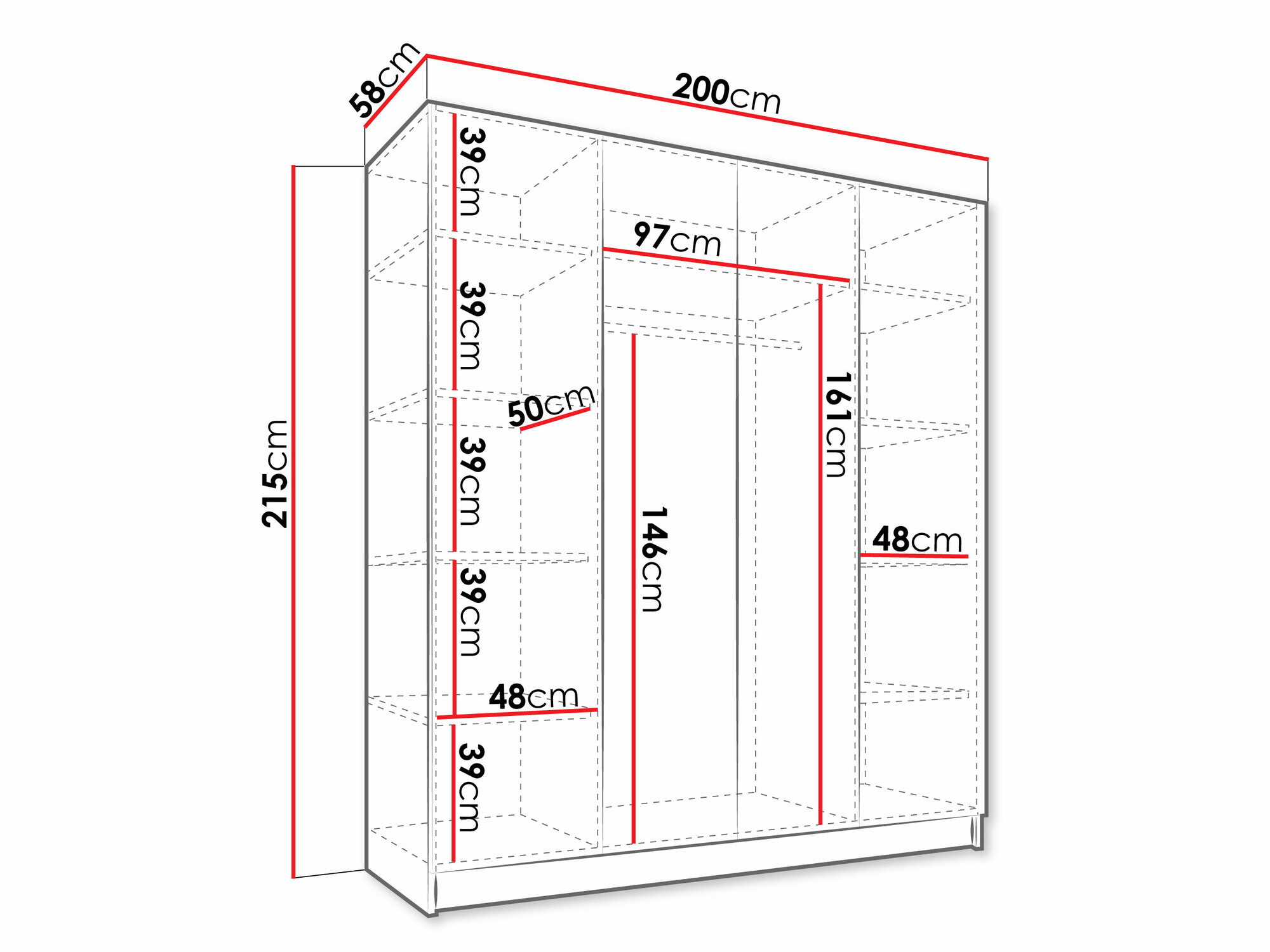 Armoire Closico 192 (Cachemire + Noir)