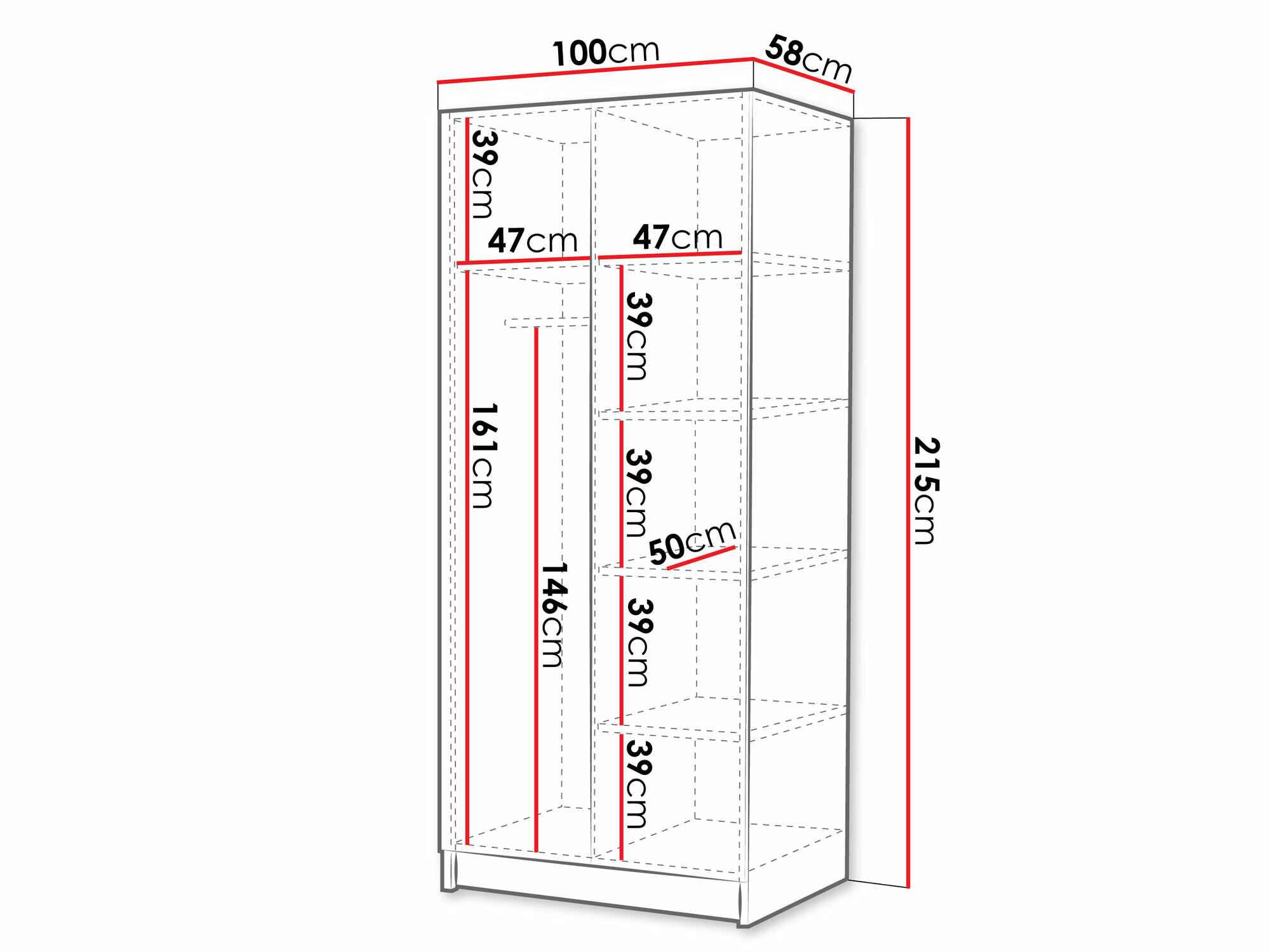 Armoire Closico 193 (Cachemire + Noir)