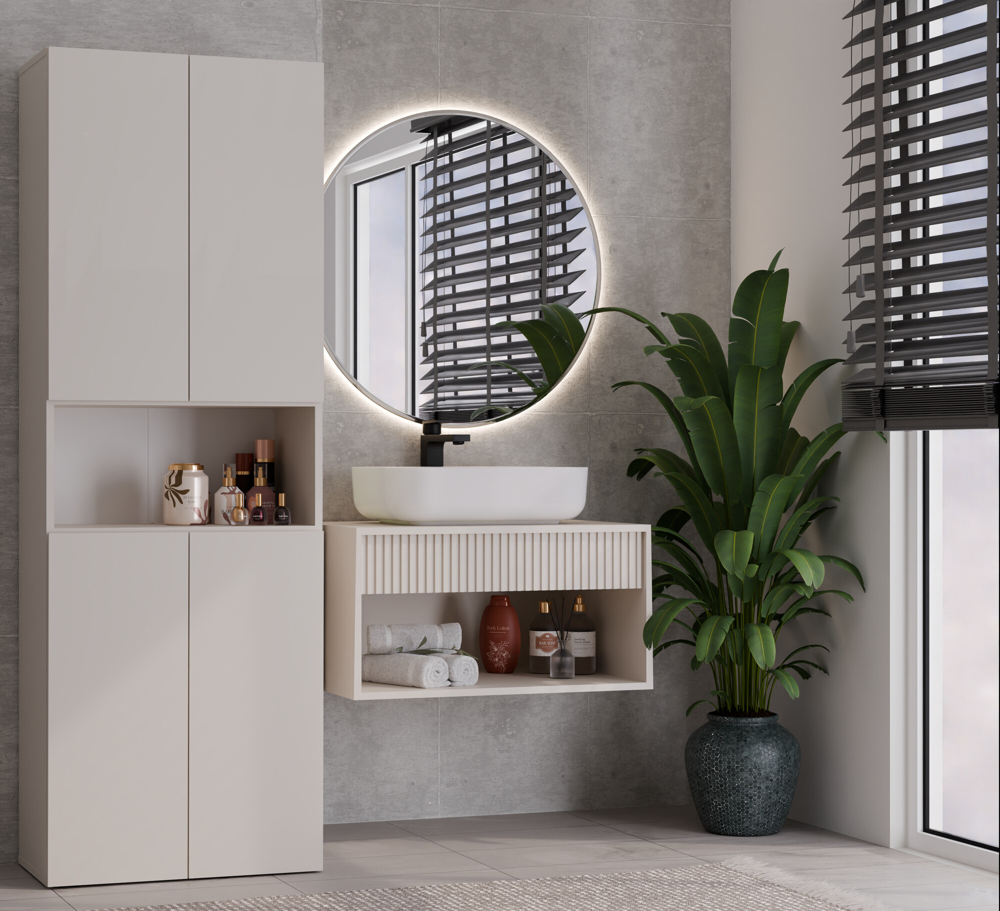 Armoire de bain à poser Nolmaru 101 (Cachemire)