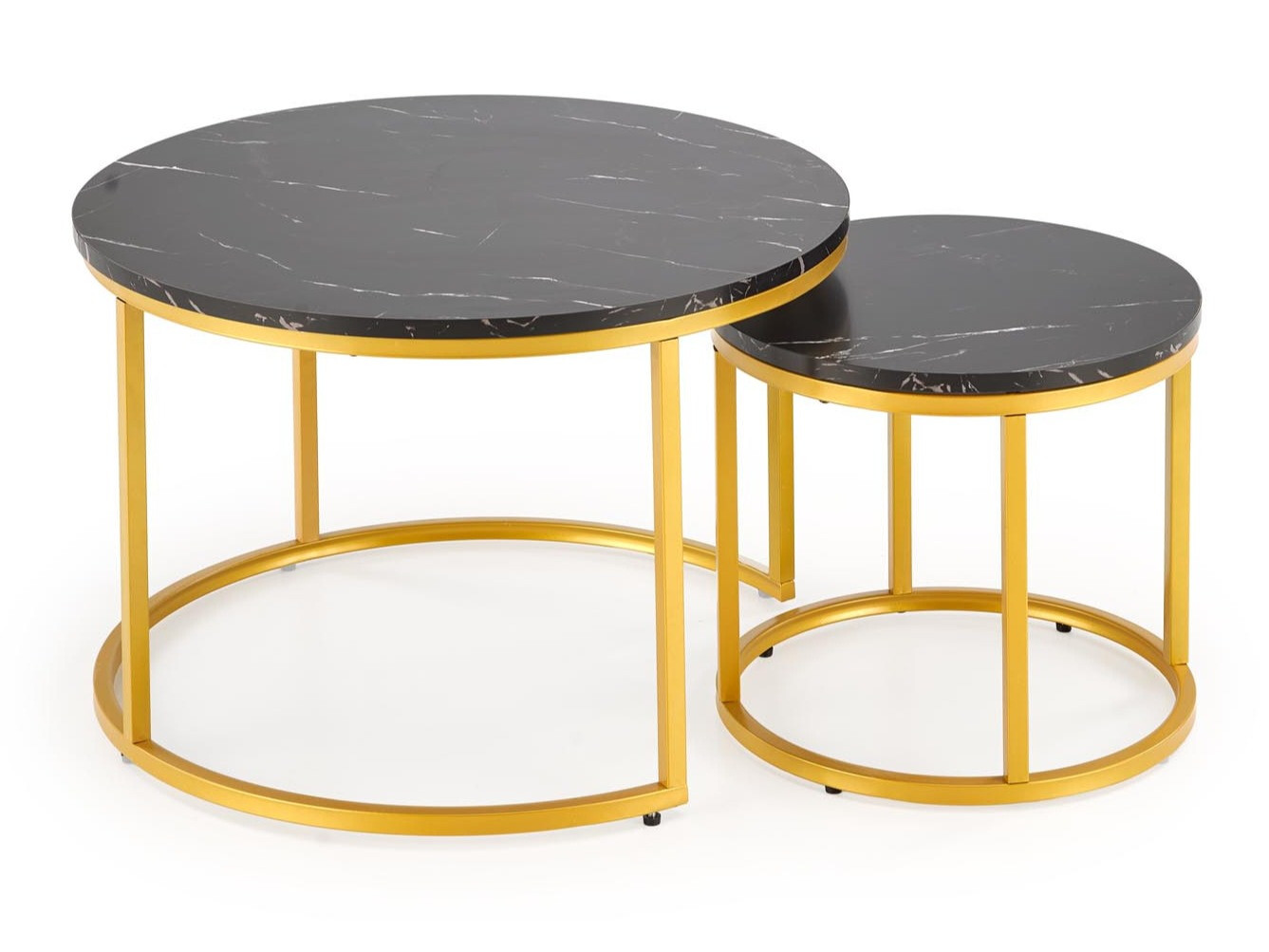 Ensemble tables basses Houston 2213 (Marbre noir + Doré)