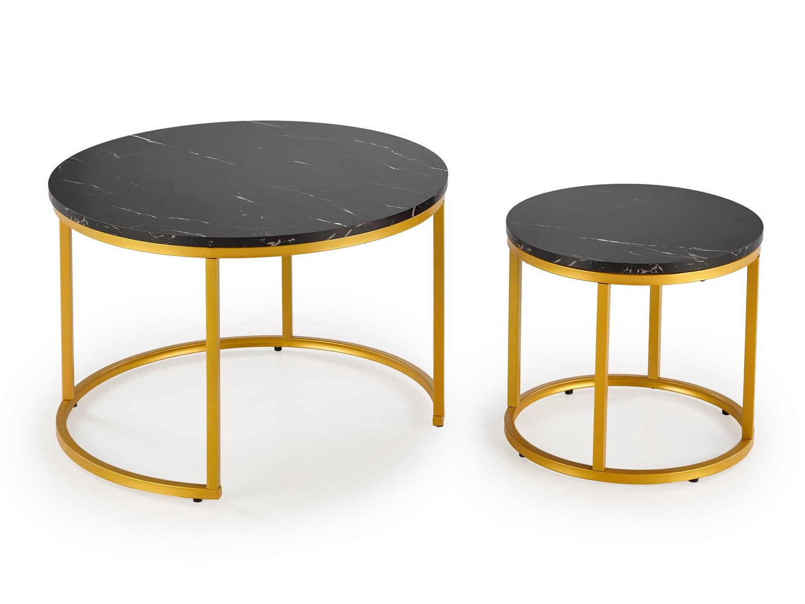 Ensemble tables basses Houston 2213 (Marbre noir + Doré)