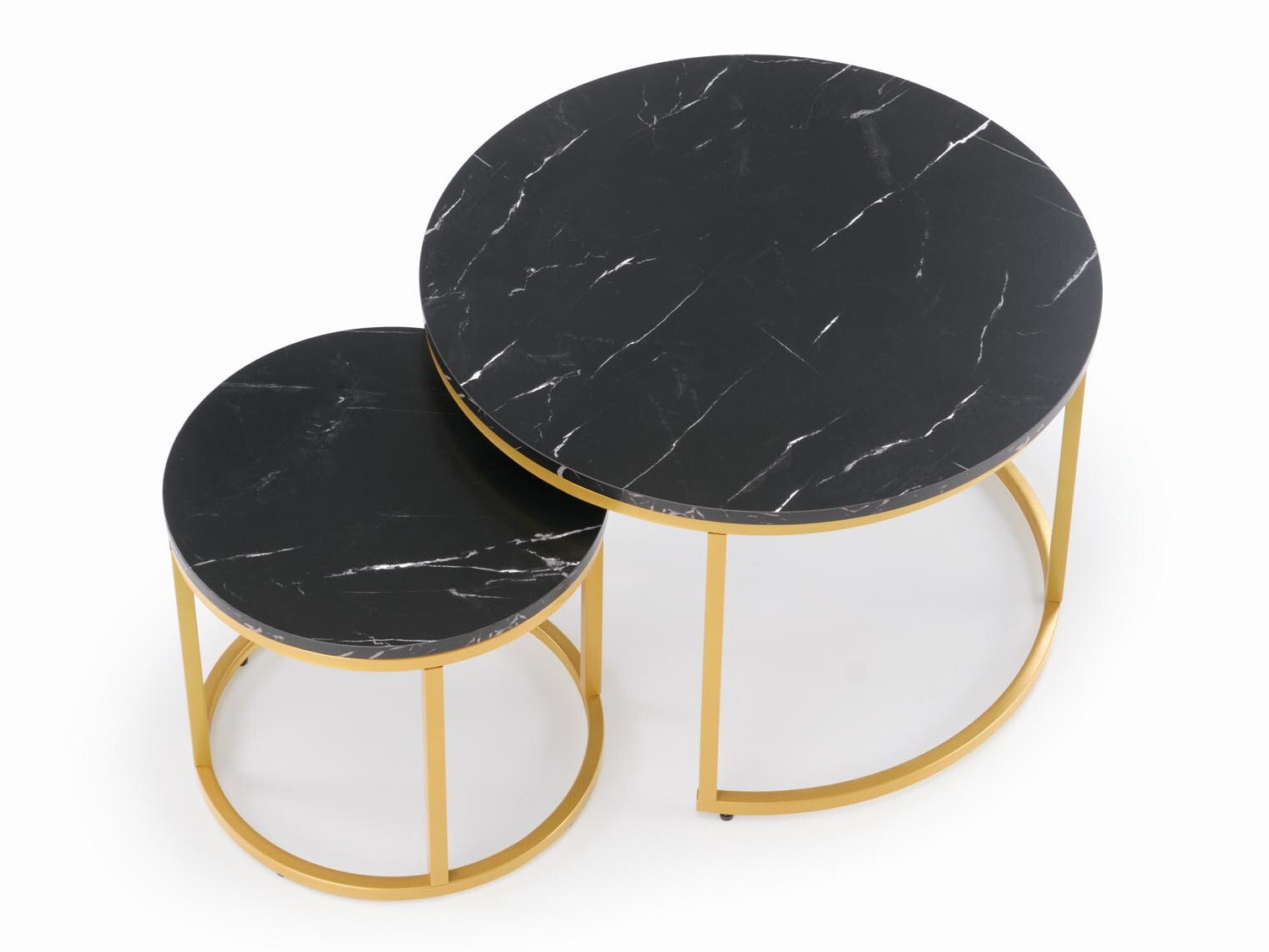 Ensemble tables basses Houston 2213 (Marbre noir + Doré)