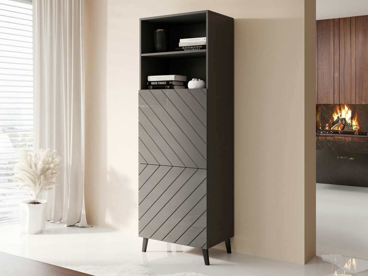 Étagère Charlotte 178 (Graphite + Graphite brillant)