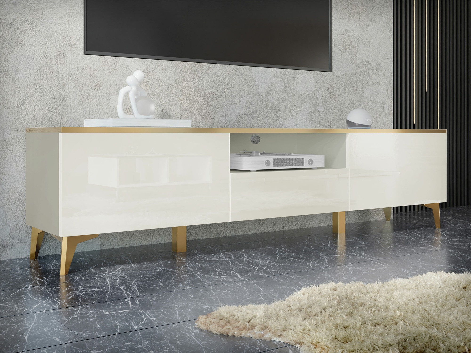 Meuble TV Comfivo 490 (Beige + Brillant beige)