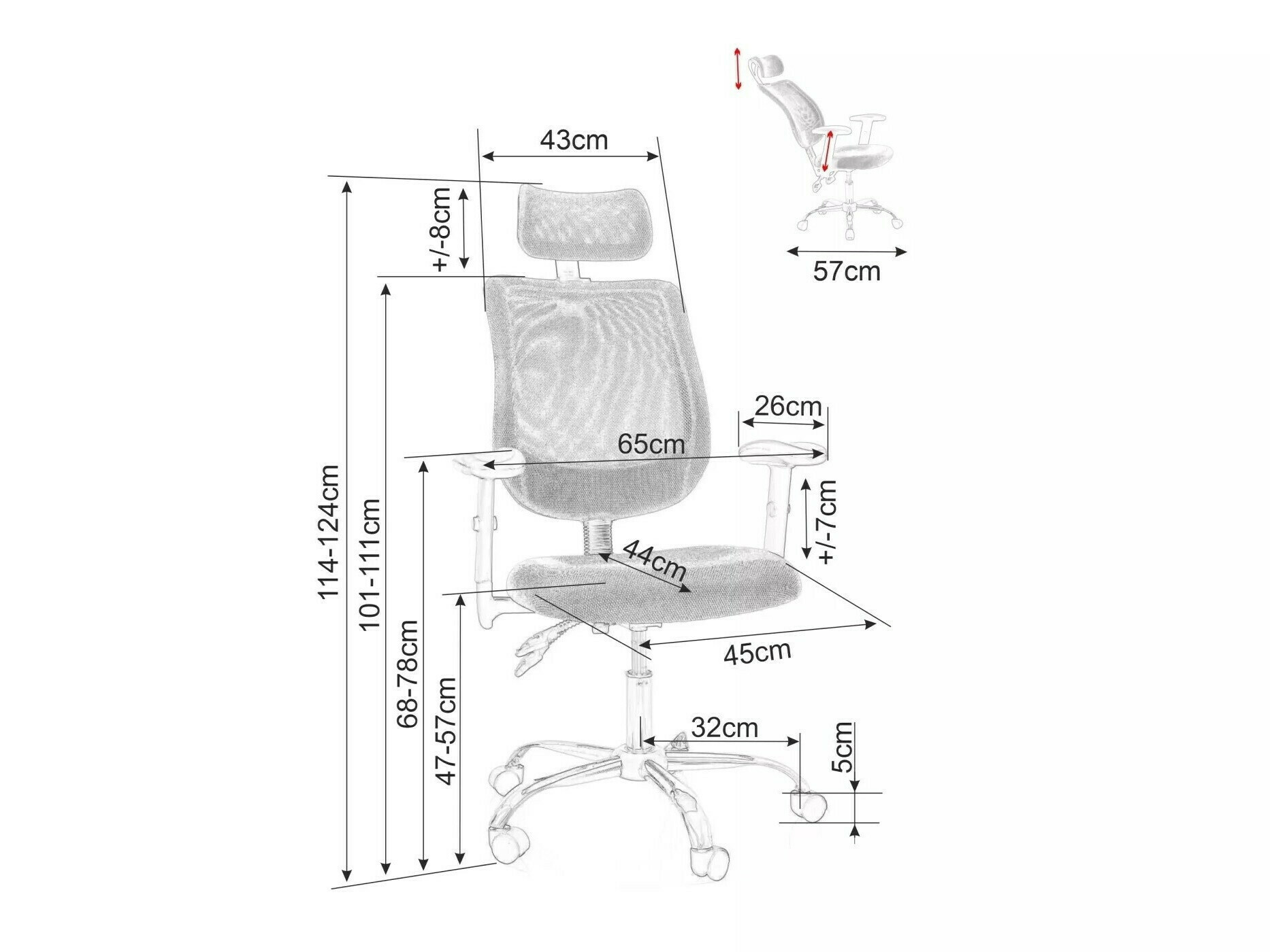 Chaise de bureau Detroit 581 (Gris)