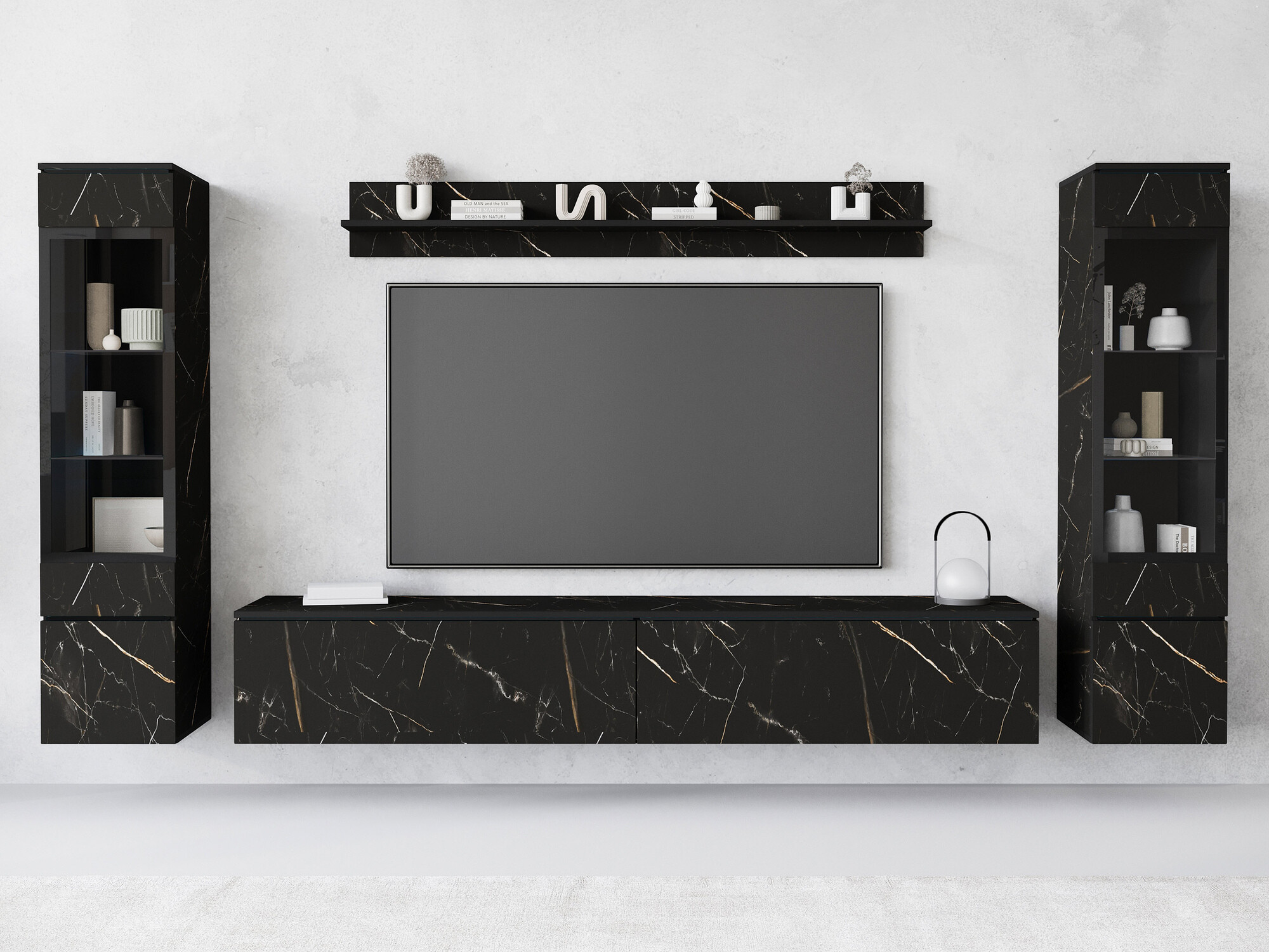 Ensemble de salon Mirfivo 101 (Marbre noir)