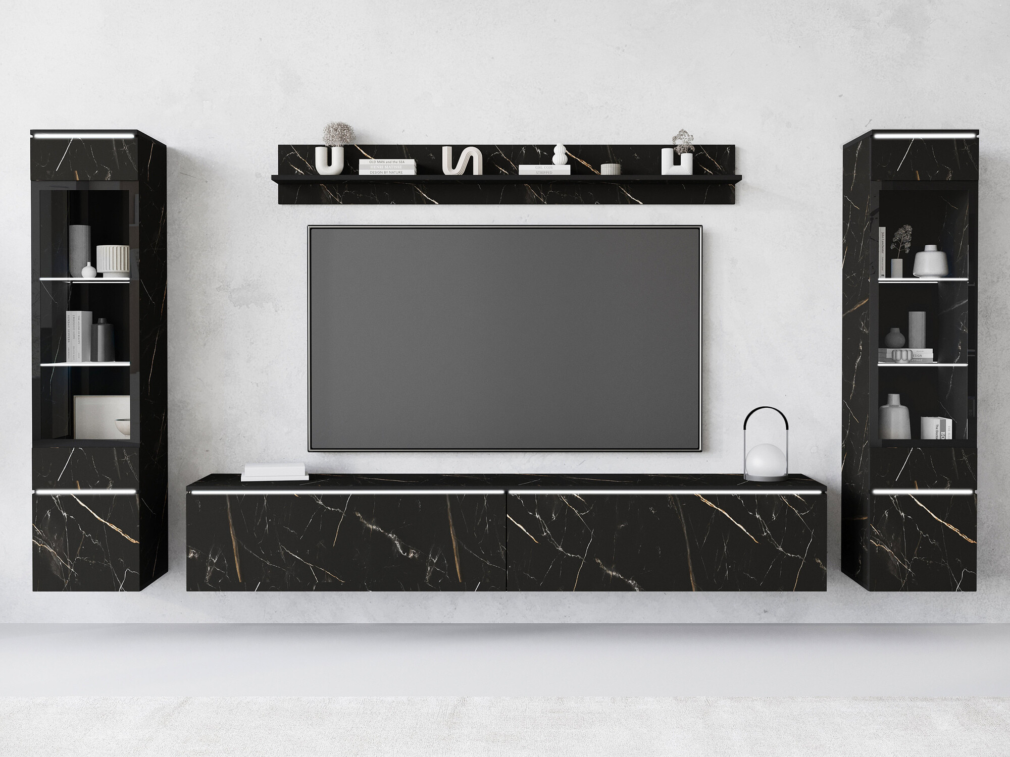 Ensemble de salon Mirfivo 101 (Marbre noir)
