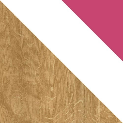 Bureau Balvire 111 (Chêne clair + Blanc + Rose)