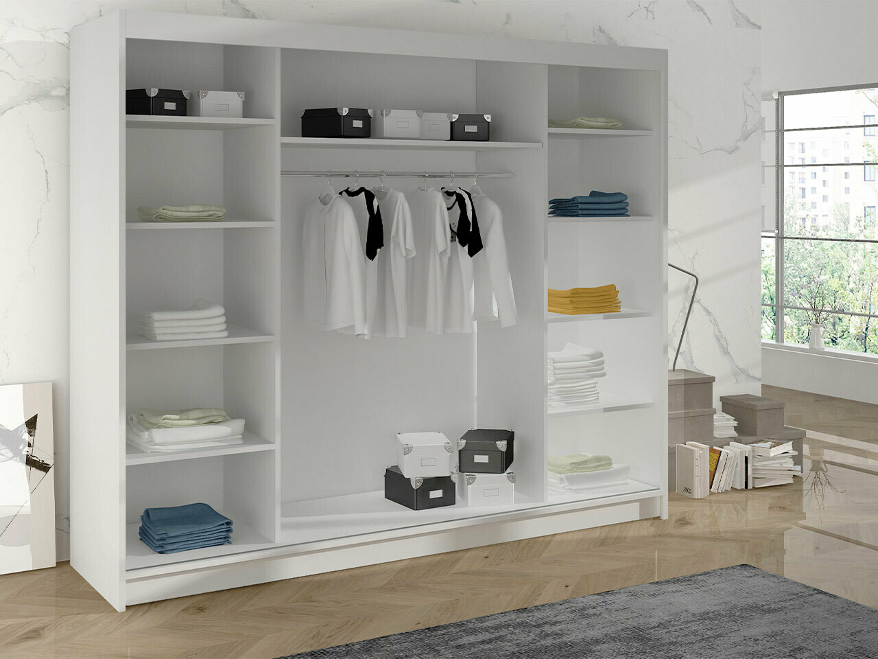 Armoire Closico 158 (Blanc + Noir)