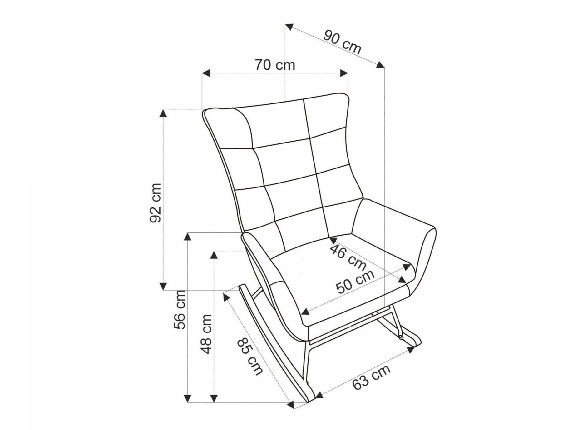 Chaise à bascule Houston 1863 (Gris)