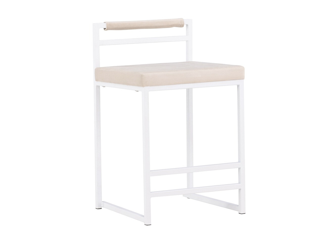 Chaise de bar mi-hauteur Dallas 4519 (Blanc + Beige)