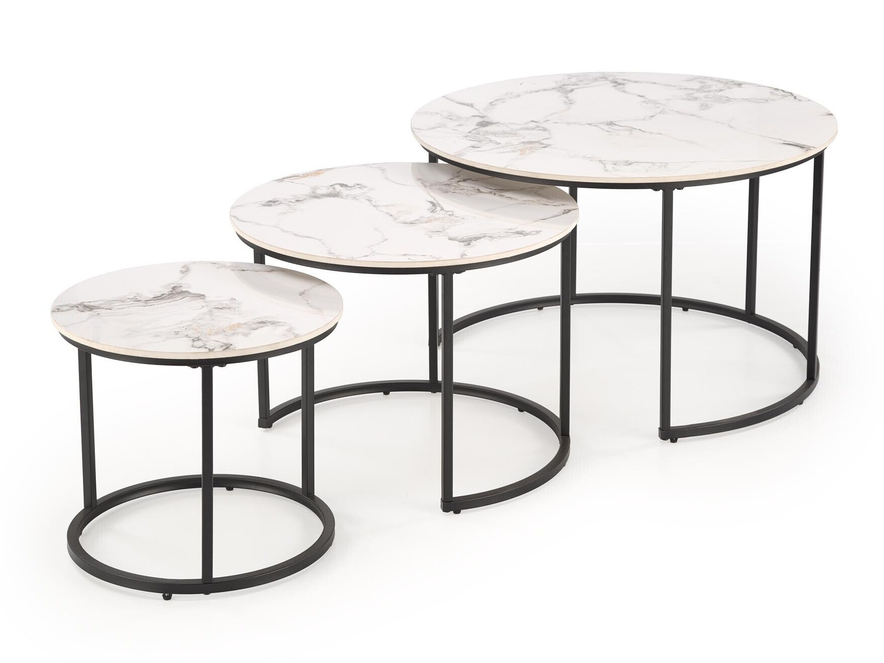 Ensemble tables basses Houston 1884 (Noir + Marbre blanc)
