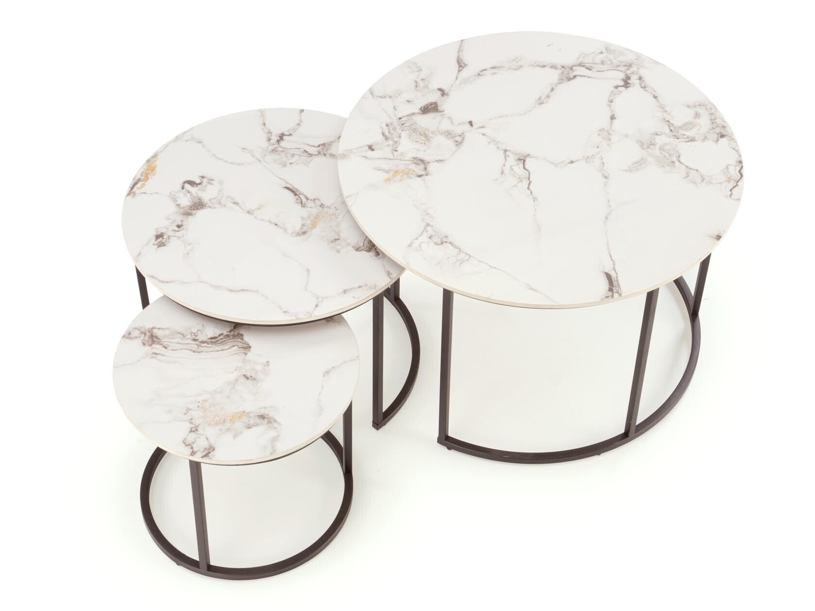 Ensemble tables basses Houston 1884 (Noir + Marbre blanc)