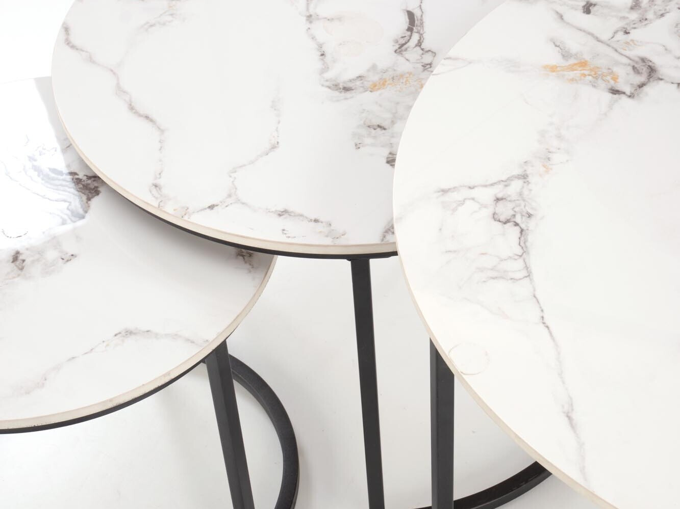 Ensemble tables basses Houston 1884 (Noir + Marbre blanc)