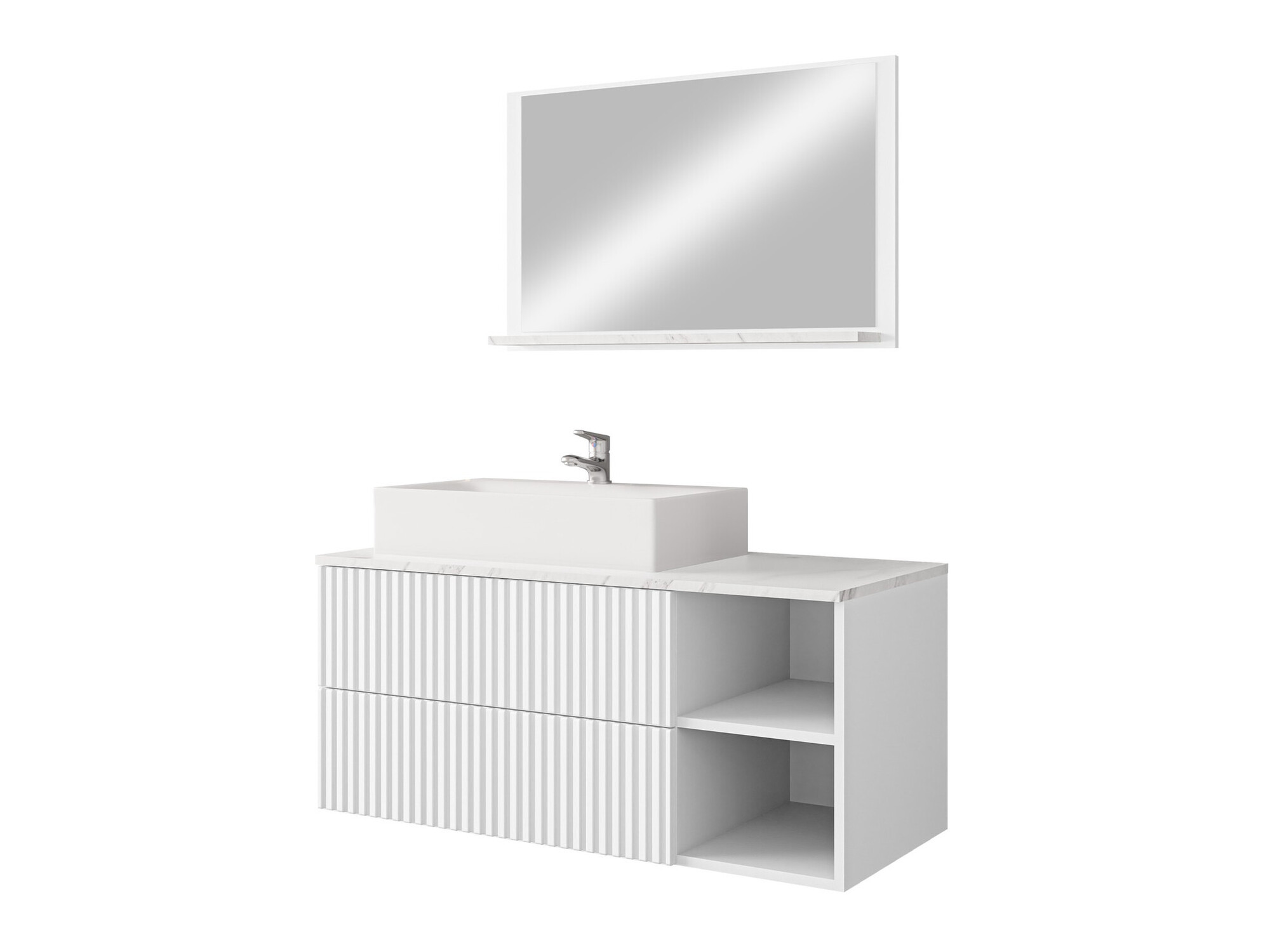 Ensemble de salle de bain Nauta (Blanc + Marbre blanc)