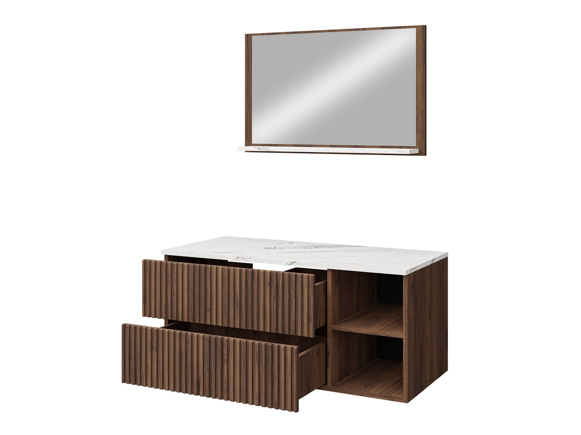 Ensemble de salle de bain Nauta (Blanc + Marbre blanc)