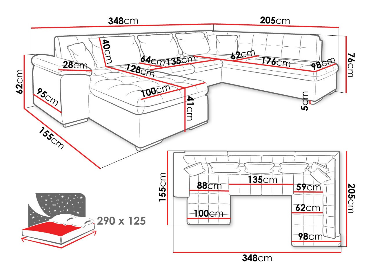 Canapé d'angle Comfivo Gemma V (Sicuro 80 + Sempre 9)