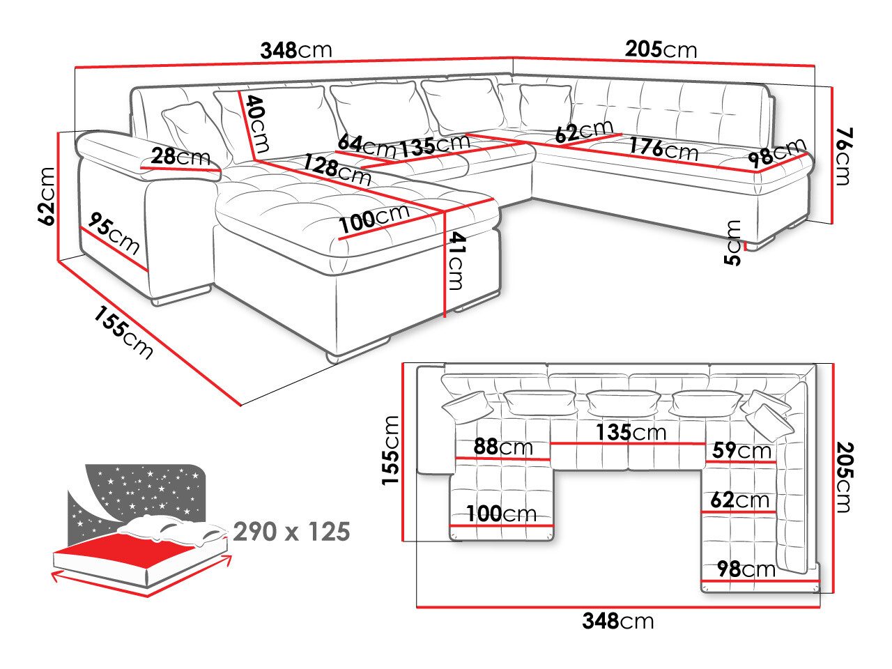 Canapé d'angle Comfivo Gemma VI (Sicuro 80 + Sempre 9)