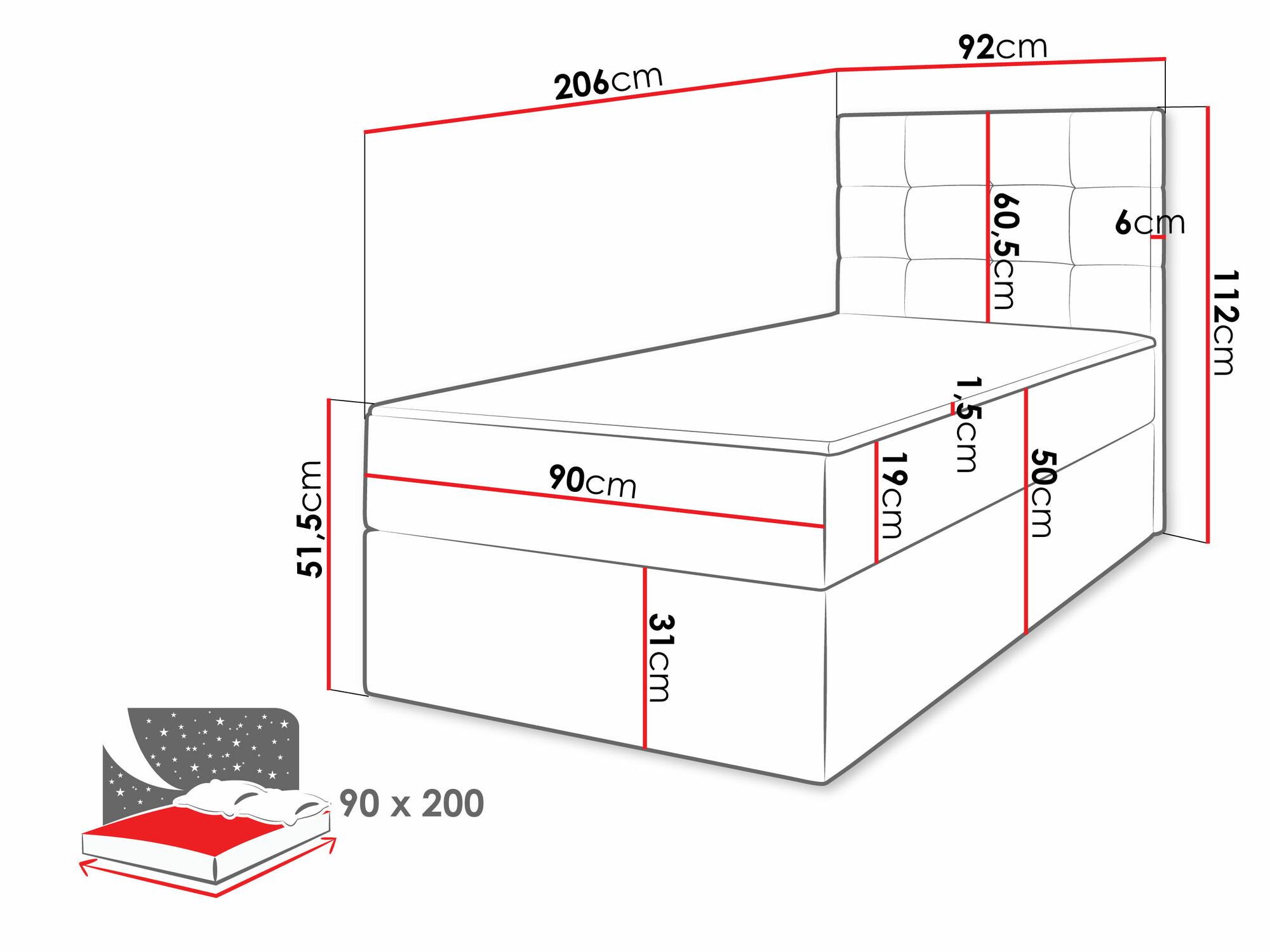 Lit boxspring Comfivo Osculum II (Polo 889)